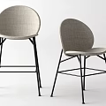 Modern Fabric Bar Stools With Round Backrest Seat And Black Metal Frame
