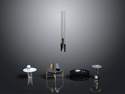 Stylish Coffee Tables With Round Square Shapes And Metal Glass Materials For Living Room 3d model