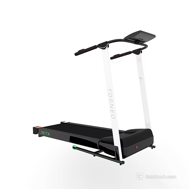 Modern Home Treadmill With Digital Display Sleek Black White Frame For Fitness Training 3d model 