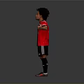 Football Player In Red Jersey Standing With Arms Outstretched Against Gray Background
