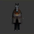 Military Horse With Red Cover Yellow Saddle And Leather Gear Details