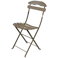 Brown Metal Folding Lounge Chair With Slatted Seat And Backrest Design