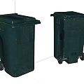 Green Public Trash Bins With Wheels And Lids For Outdoor Areas