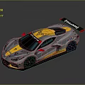 Chevrolet Corvette Race Car With Gray Yellow Livery And High Performance Features