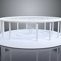 Garden Landscape Circular Structure With Columns Latticed Roof Small Tree And Stepped Base Design