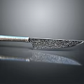 Handcrafted Kitchen Knife With Decorative Handle And Reflective Damascus Steel Blade