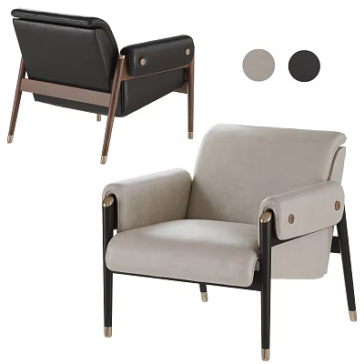 Modern Accent Chair With Upholstered Fabric Gray Black Color Metal Legs And Armrest Design 3d model