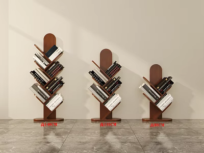 Modern Wooden Bookcase Design With 180CM 160CM 140CM Sizes For Home Storage 3d model
