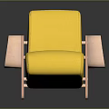 Modern Single Sofa with Yellow Cushion Backrest and Pink Armrest Frame in Contemporary Design