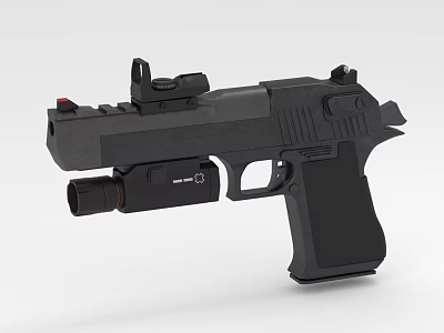 Modern Black Tactical Pistol Design with Mounted Scope and Tactical Light 3d model