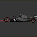 Black Formula 1 Race Car With Aerodynamic Design And Red Wheels