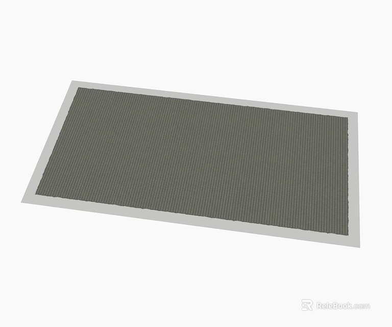 Gray Square Rug With Striped Texture And Light Border For Home Decoration 3d model 