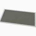 Gray Square Rug With Striped Texture And Light Border For Home Decoration
