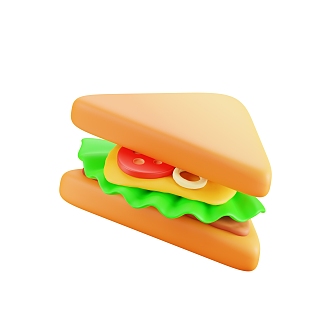 Modern Sandwich Bread Food Cartoon Sandwich 3d model