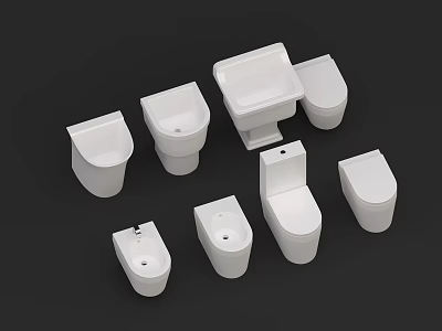 White Toilet Collection With Various Designs For Modern Bathroom Fixtures 3d model