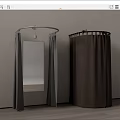 Gray And Brown Fabric Shower Curtains Arched And Round Design For Bathroom