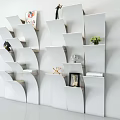 Modern Wall Mounted Shelving Unit With Multiple Tiers For Decorative Items Books And Potted Plant