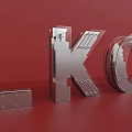 3D Metallic L K O Letters Design On Red Background With Modern Sleek Look