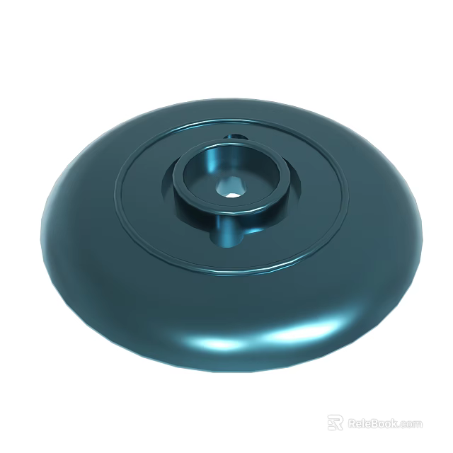 Dark Blue Metallic Round Base With Smooth Glossy Surface And Central Hole 3d model 