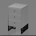 Modern White Bedside Table With Three Drawers Black Knobs And Black Metal Legs 3d model