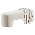 Brown Velvet And Beige Textured Bed Bench With Bamboo Pattern And Plaid Blanket