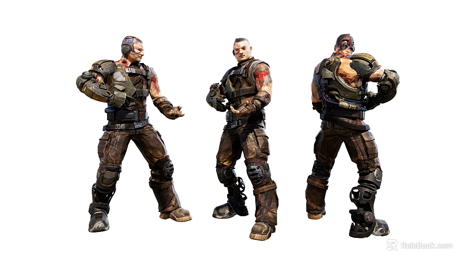 Action Game Movie Character Three Angle Display Tactical Combat Armor Gear Design 3d model 