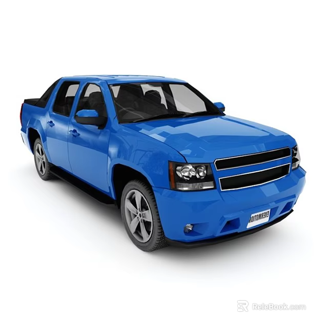 Blue Crew Cab Pickup Truck With Alloy Wheels And Front Grille Design 3d model 