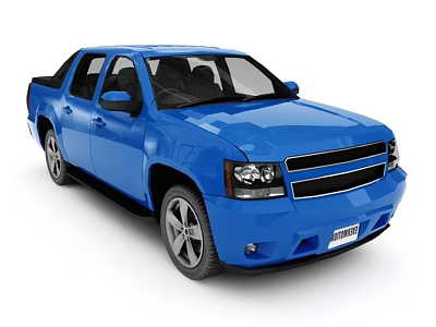 Blue Crew Cab Pickup Truck With Alloy Wheels And Front Grille Design 3d model