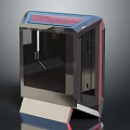 Modern Computer Case With Transparent Front Panel Red Top Grille And Angular Structure Design