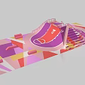 Colorful Skateboard Ramp With Red Arc Number 6 And Geometric Patterns