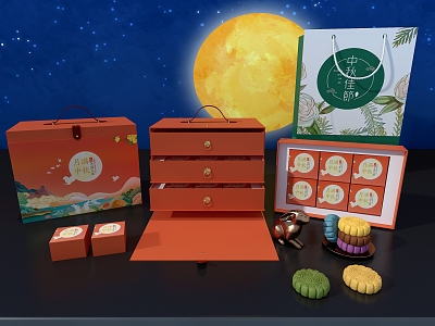 Moon Cake Gift Box Moon Cake Rabbit Mid-Autumn Festival Gift 3d model