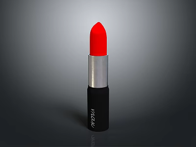 Vibrant Red Lipstick With Sleek Black Case And Silver Middle Band As Daily Living Essential 3d model