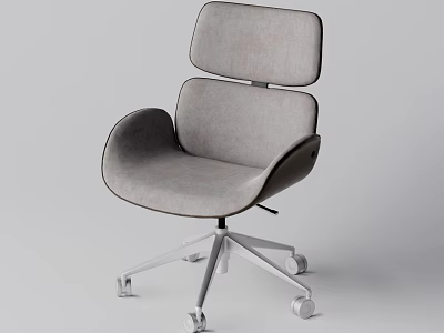 Modern Office Chair With Dual Backrests Upholstered Fabric Curved Armrests Silver Metal Base Wheels 3d model