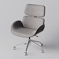 Modern Office Chair With Dual Backrests Upholstered Fabric Curved Armrests Silver Metal Base Wheels