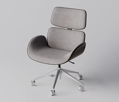 Modern Office Chair With Dual Backrests Upholstered Fabric Curved Armrests Silver Metal Base Wheels 3d model