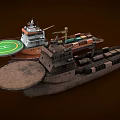 Brown Cargo Ship Featuring Colored Containers Helipad and Deck Structures 3d model