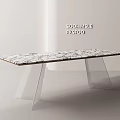 Modern Sleek Dining Table With Marble Tabletop And Geometric Metal Legs 3d model