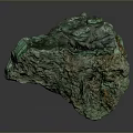 Natural Raw Green Stone With Rough Surface And Earthy Color Tones For Decor