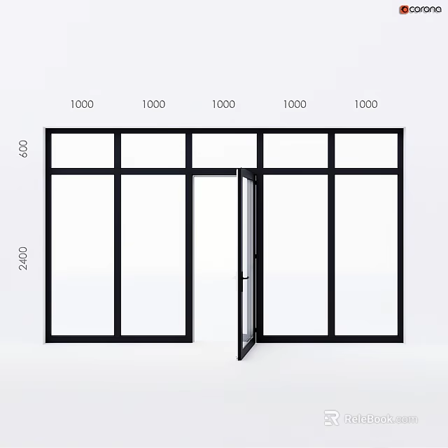 Modern Black Frame Casement Door With Multiple Glass Panels And Sleek Design 3d model 