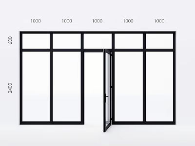 Modern Black Frame Casement Door With Multiple Glass Panels And Sleek Design 3d model