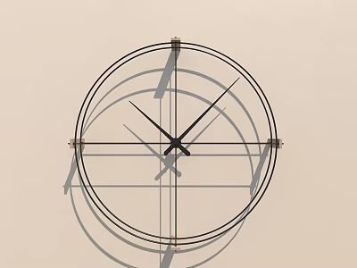 Modern Circular Metal Frame Wall Clock With Black Lines And Shadow Effect 3d model