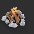 Cozy Rustic Fireplace Design With Stacked Wooden Logs And White Stone Surroundings