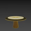 Round Dining Table With White Tabletop And Dark Wooden Base In Minimalist Room