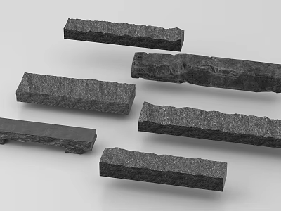 Showcase Natural Stone Wood Long Strips with Rough Texture for Interior Design 3d model