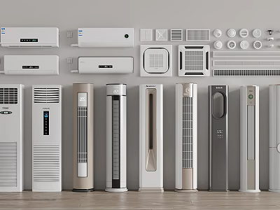 Various Types of Air Conditioners and Fans With Modern Designs and Different Styles 3d model