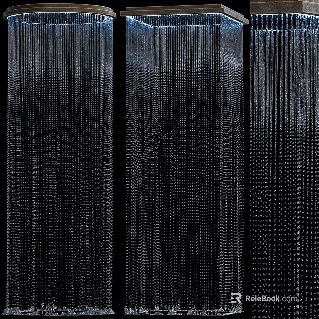 Modern Garden Landscape With Black Vertical Striped And Dotted Textured Screens 3d model 