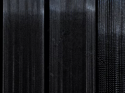 Modern Garden Landscape With Black Vertical Striped And Dotted Textured Screens 3d model