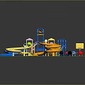 Colorful Children's Playground Equipment With Slides Climbing Frames And Animal Decorations On Green Ground