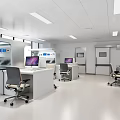 Modern Laboratory Interior Equipped With Workstations Computers Ergonomic Chairs And Cabinetry 3d model