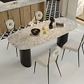 Modern Dining Table and Chair Private Table and Chair Marble Dining Table 3d model